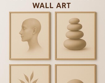 Abstrakcyjna, minimalistyczna sztuka ścienna | Neutralny plakat do druku | Nowoczesny wystrój salonu | Pobieranie cyfrowe.
