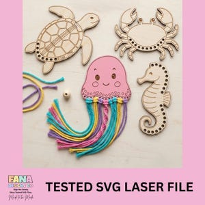 Havsdjur Makramé SVG Laserskuren Fil | Aktivitetskit för havsmålning (digital nedladdning)