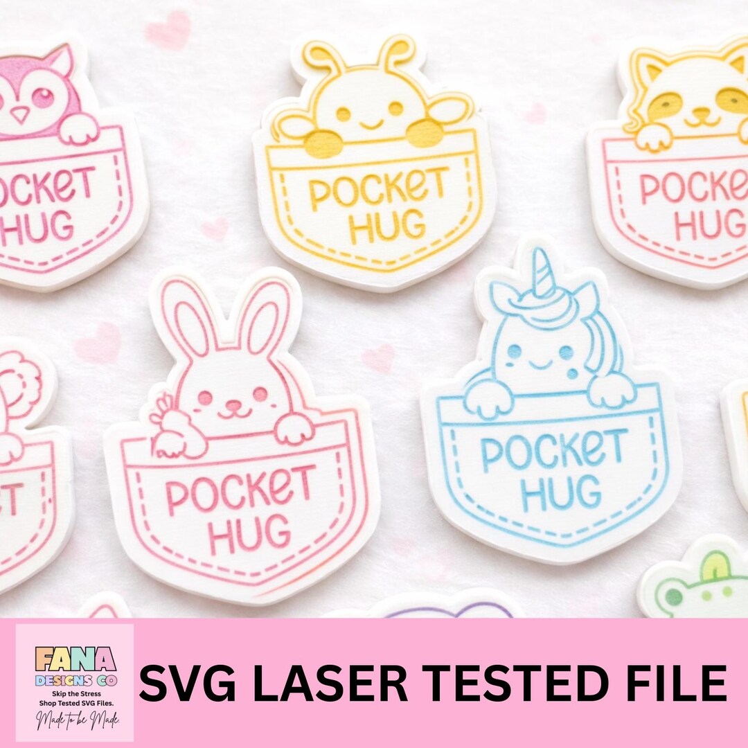 Animal Pocket Hug SVG Bundle, Laser Cut File, Glowforge Ready (24 ...