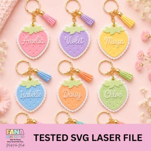 Strawberry Keychain SVG | Scalloped Laser Cut File (Digital Download)