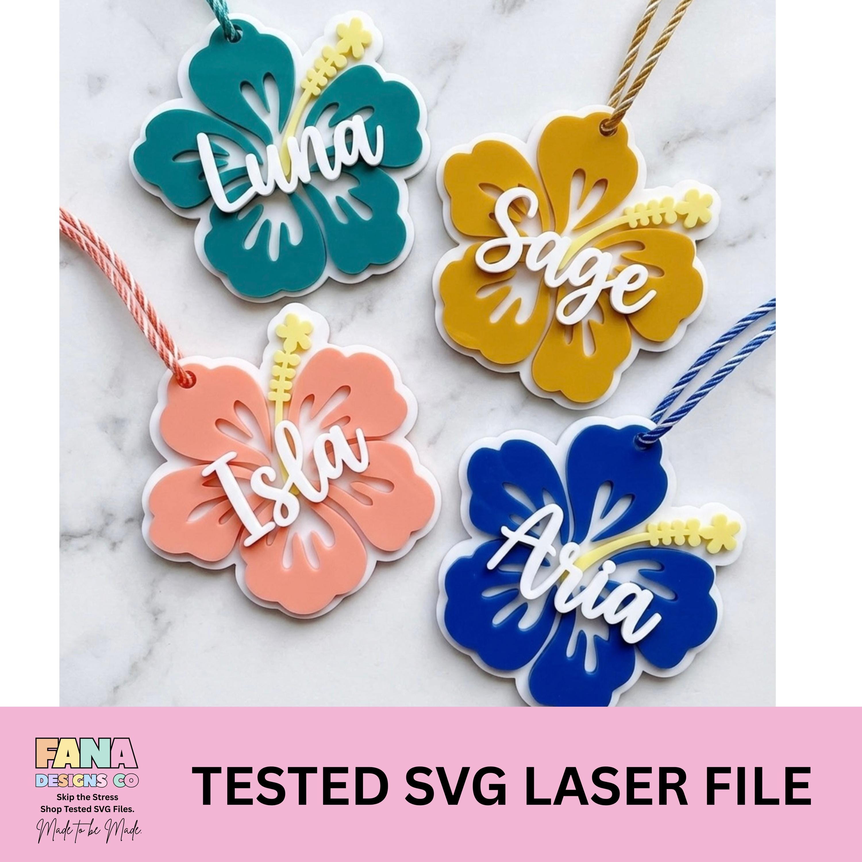 Hibiscus Flower SVG Laser Cut File | Layered Tropical Keychain Design ...