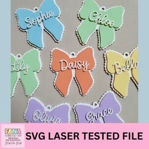 Bow Name Tag SVG | Laser Cut File for Easter Baskets, Backpacks (Digital Download)