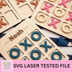 Cuore di San Valentino Tic Tac Toe SVG / File di taglio laser per il gioco dell'amore / Compatibile con Glowforge e Cricut / Design regalo romantico