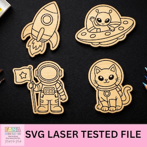 Rymdmålningssats SVG | Astronaut, Raket, Alien laserskurna filer