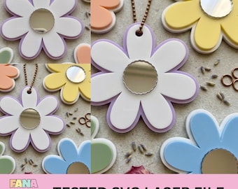 Llavero Groovy Daisy SVG / Archivo de corte láser 3D en capas (Descarga digital)