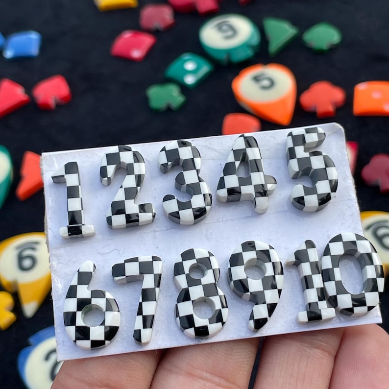 Black & White Checker Check Board Numbers Cabochon ( C38 ) Loose ...