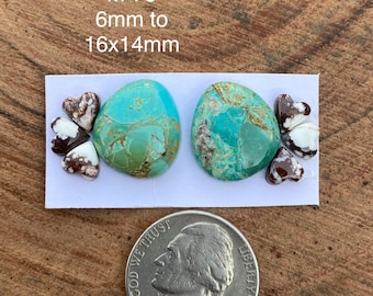 Kingman Mohave Turquoise & Wildhorse Stud Set Cabochon Losse Gemstone Southwestern