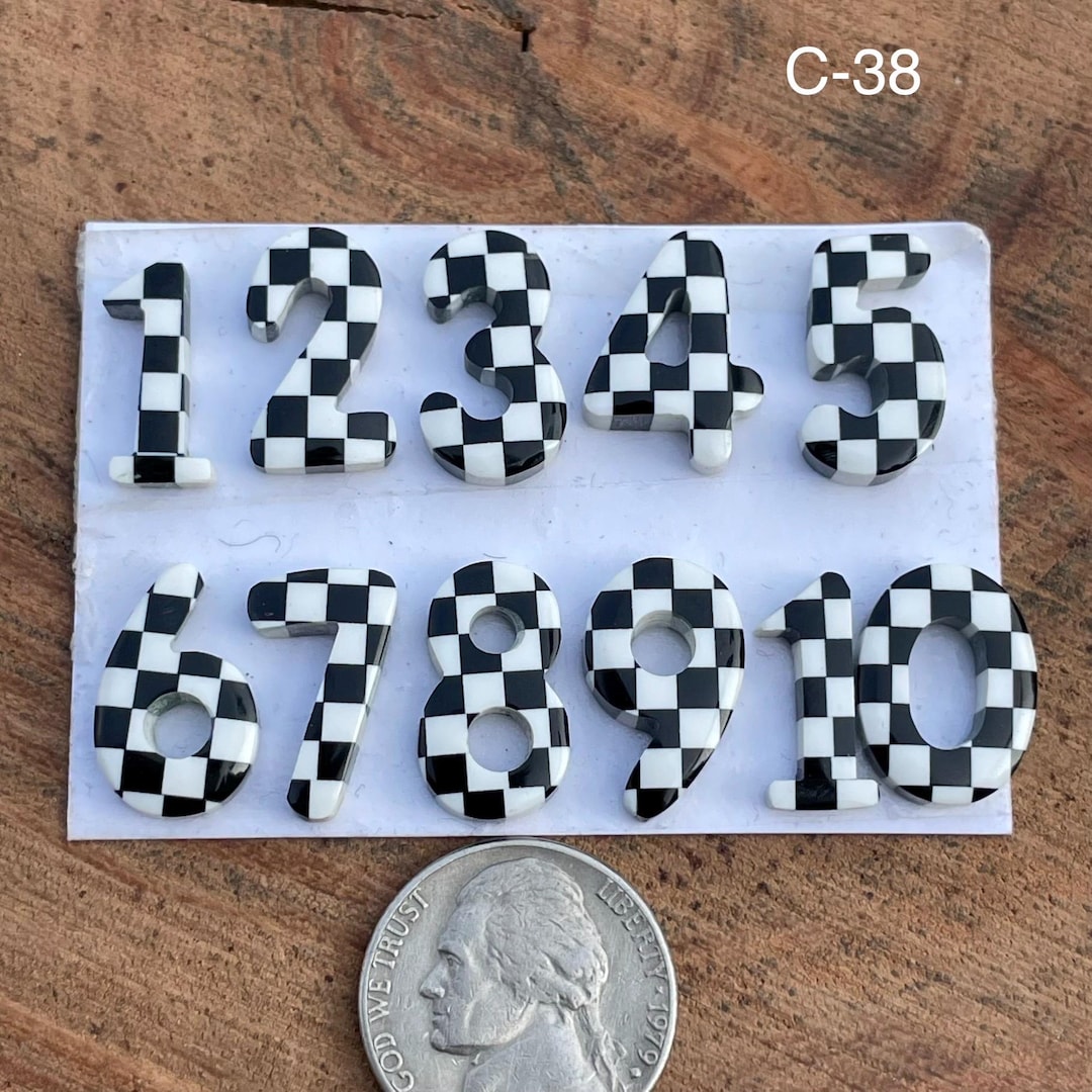 Black & White Checker Check Board Numbers Cabochon ( C38 ) Loose ...