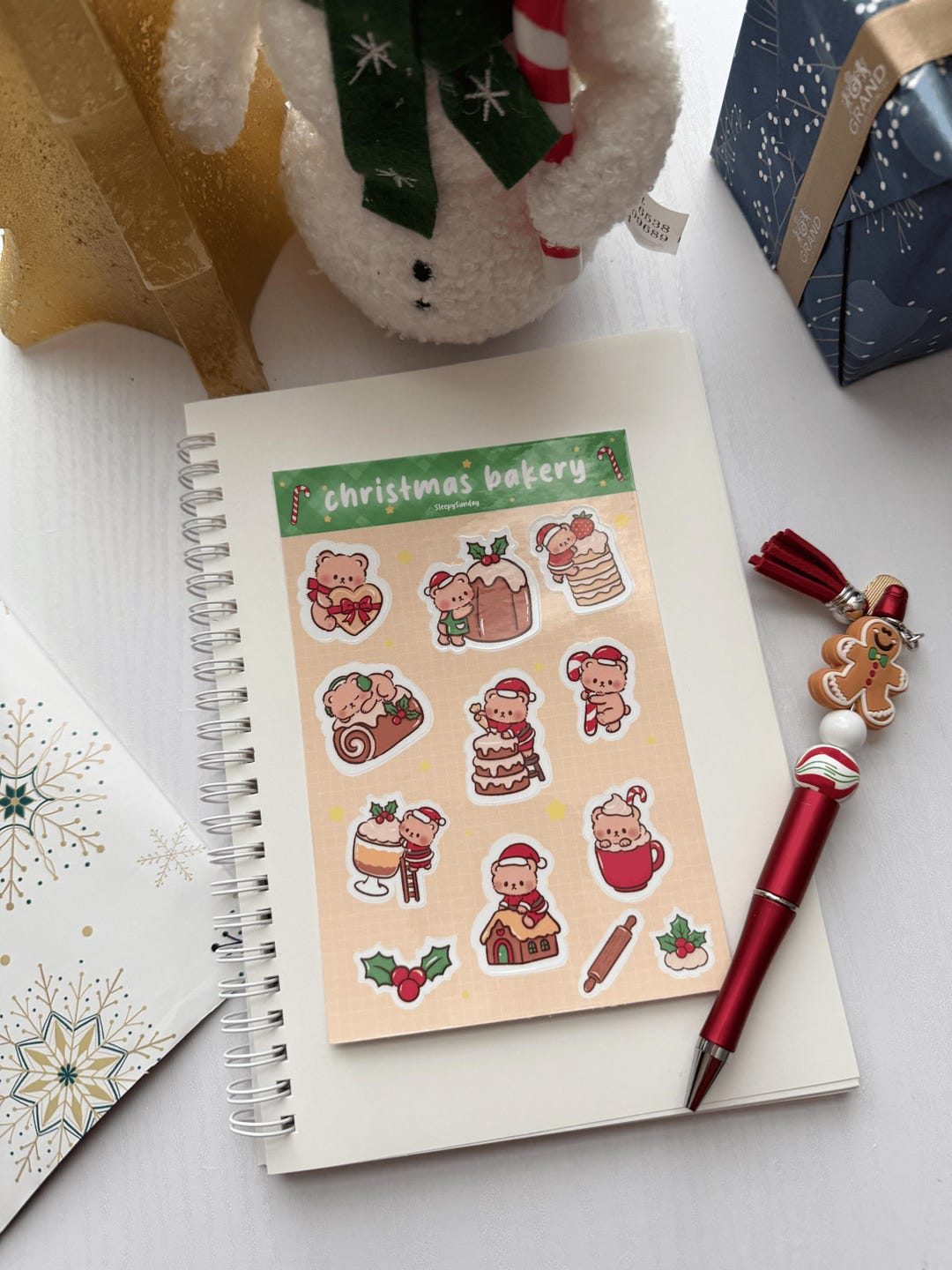 Christmas Bakery Sticker Sheet | Kawaii Holiday Stickers | Holiday ...