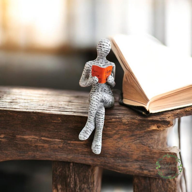 Reading Woman Figurine – Book Lover Gift, Bookworm Decor, Shelf & Desk ...