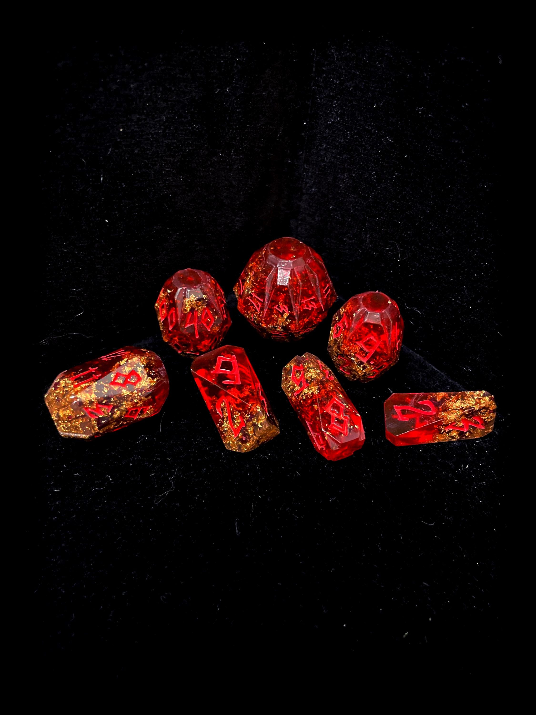 Ruby Rune Rune Carved Dice Set - Ruby Reliquary - Etsy