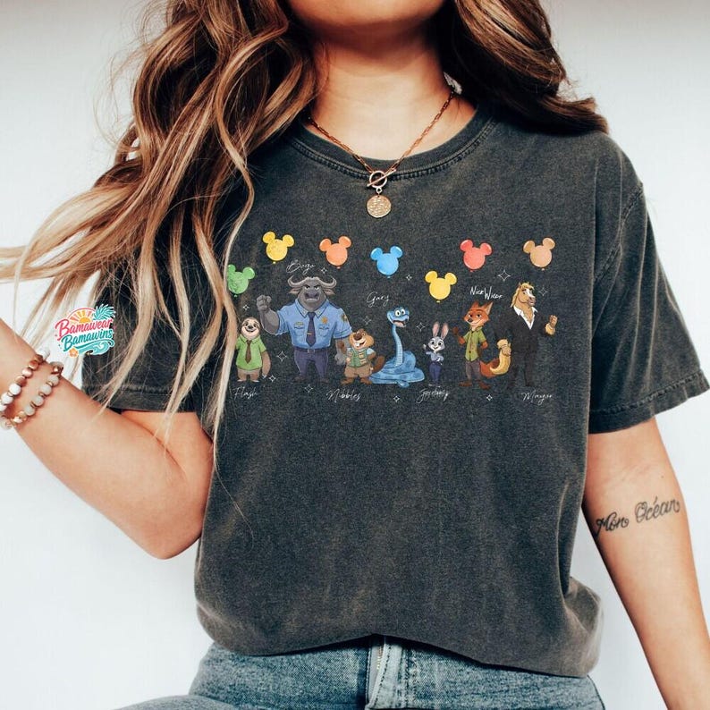 Camiseta de Disneyland Zootopia 2, Camiseta de Judy Hopps, Nick, Gary y Nibbles Bogo, Camiseta de globos de Mickey de Zootopia, Camisetas familiares a juego de Disneyland imagen 6