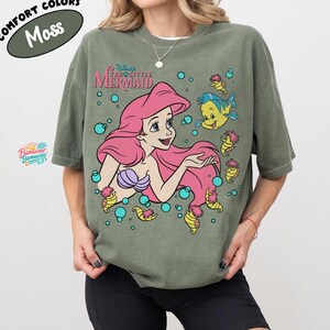 Retro The Little Mermaid Ariel Princess & Flounder Bubble Poster Disney T-Shirt, Gift For Her, Ariel Princess Tee, WDW Disneyland Girl Trip image 5