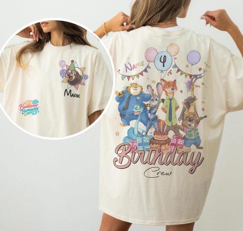 Personalized Name Age Zootopia Birthday Boy Shirt, Disneyland Judy Hopps Nick Wilde Gary De'Snake Birthday Squad Gift, Disneyland Family Tee image 4