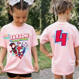 Spideyman Birthday Boy Shirt, Spidey And His Friends Birthday, Spidey Birthday Family Shirt, Personalized Spidey Shirt, Birthday Gift Shirt bild 4