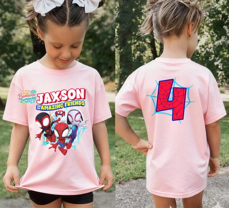 Spideyman Birthday Boy Shirt, Spidey And His Friends Birthday, Spidey Birthday Family Shirt, Personalized Spidey Shirt, Birthday Gift Shirt bild 4