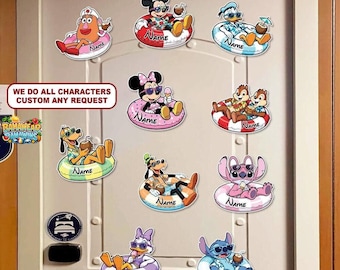 Personalized Disney Mickey and Friends Cruise Door Magnet, Disney Cruise Line Custom Name Stateroom Decoration, Disney Trip Magnet