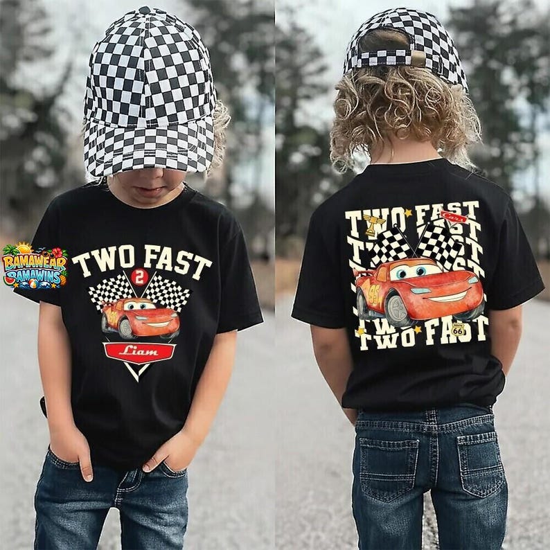 Custom Birthday Two Fast Pit Crew Lightning McQueen Shirts, Family Birthday Matching Disney Cars, Pixar Pier, Birthday Boy Tee, WDW image 5