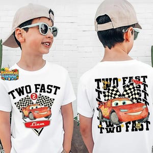 Custom Birthday Two Fast Pit Crew Lightning McQueen Shirts, Family Birthday Matching Disney Cars, Pixar Pier, Birthday Boy Tee, WDW image 4