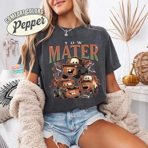 Vintage Bootleg Tow Mater Shirt, Radiator Springs Disneyland Cars Comfort Colors Tee, Disneyland Family Trip 2026 Tees image 2