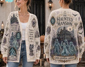 Haunted Mansion Cardigan, Welcome Foolish Mortals, Halloween Cardigan 2026, Spooky Season Gift for Her, Halloween Gift