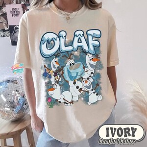 Chemise Olaf la reine des neiges, t-shirt rétro bonhomme de neige Olaf, chemise Bootleg Disneyland des années 90, haut Olaf couleurs confort, cadeau pour fan de la reine des neiges, t-shirt graphique bonhomme de neige image 2