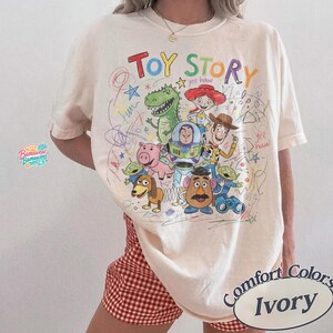 Comfort Colors Vintage Toy Story Kids Shirt, Childlike Drawing Woody Buzz Tee, You've Got a Friend in Me Pixar Top, Disney Family Trip Tee image 2