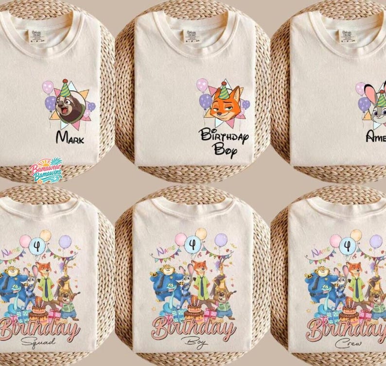 Personalized Name Age Zootopia Birthday Boy Shirt, Disneyland Judy Hopps Nick Wilde Gary De'Snake Birthday Squad Gift, Disneyland Family Tee image 1
