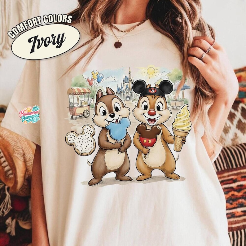 Chip and Dale Disneyland Shirt, Mickey Snacks Theme Park Tee, Comfort Colors Disneyland Trip Top, Walt Disneyland World Apparel image 2