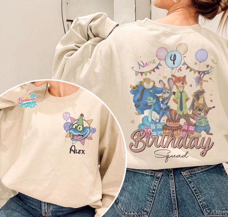 Personalized Name Age Zootopia Birthday Boy Shirt, Disneyland Judy Hopps Nick Wilde Gary De'Snake Birthday Squad Gift, Disneyland Family Tee image 2