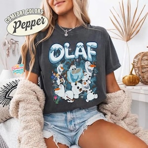 Chemise Olaf la reine des neiges, t-shirt rétro bonhomme de neige Olaf, chemise Bootleg Disneyland des années 90, haut Olaf couleurs confort, cadeau pour fan de la reine des neiges, t-shirt graphique bonhomme de neige image 3