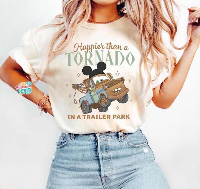 Funny Tornado Trailer Park Tow Mater Shirt, Mickey Ears Retro Trip, Cars Land Vacation Tee, Matching Magic Kingdom Apparel, Park Top image 3