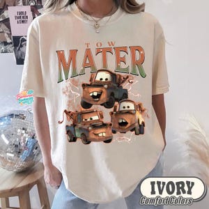 Vintage Bootleg Tow Mater Shirt, Radiator Springs Disneyland Cars Comfort Colors Tee, Disneyland Family Trip 2026 Tees image 5