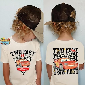Custom Birthday Two Fast Pit Crew Lightning McQueen Shirts, Family Birthday Matching Disney Cars, Pixar Pier, Birthday Boy Tee, WDW image 3