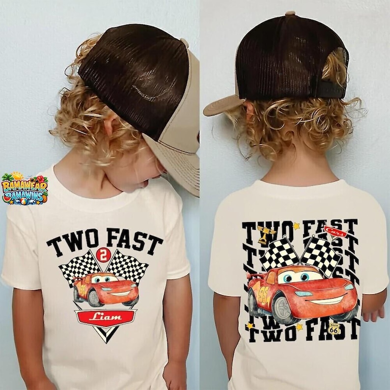 Custom Birthday Two Fast Pit Crew Lightning McQueen Shirts, Family Birthday Matching Disney Cars, Pixar Pier, Birthday Boy Tee, WDW image 3