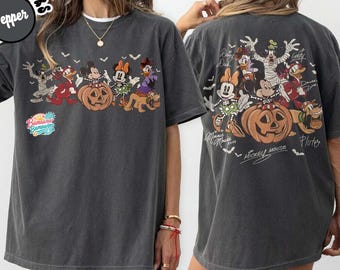 Comfort Colors Mickey and Friends Halloween Shirt, Disney Halloween Party Tee, Disneyland Fall Vibes Tee,Disney Family Trip Shirt