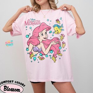 Retro The Little Mermaid Ariel Princess & Flounder Bubble Poster Disney T-Shirt, Gift For Her, Ariel Princess Tee, WDW Disneyland Girl Trip image 4