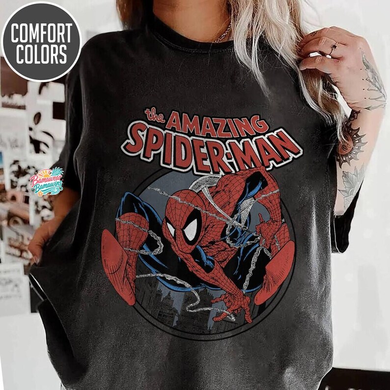 The Amazing Spidey-Man Shirt, Retro Peter Parker Tee, Vintage Comic Graphic Top, Comfort Colors Tee, Superhero Gift for Her, Marvel Fan Gift image 5