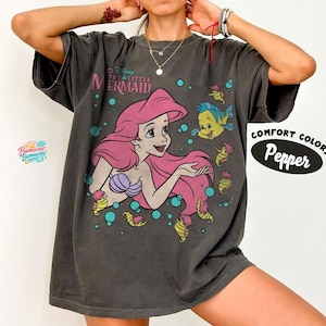 Retro The Little Mermaid Ariel Princess & Flounder Bubble Poster Disney T-Shirt, Gift For Her, Ariel Princess Tee, WDW Disneyland Girl Trip image 1