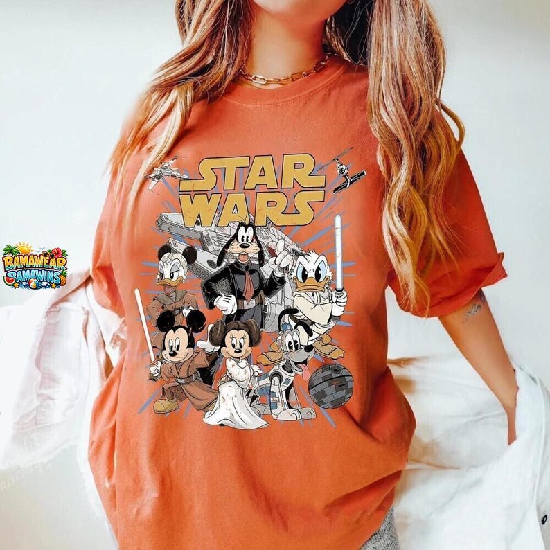 Retro Starwars Mickey & Friends Jedi Shirt, Sci-Fi Cartoon Design, Disneyworld Fan Gift, Family Vacation Digital Download image 3