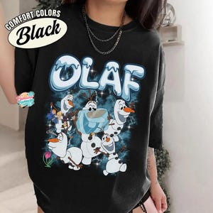 Chemise Olaf la reine des neiges, t-shirt rétro bonhomme de neige Olaf, chemise Bootleg Disneyland des années 90, haut Olaf couleurs confort, cadeau pour fan de la reine des neiges, t-shirt graphique bonhomme de neige image 1