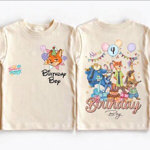 Personalized Name Age Zootopia Birthday Boy Shirt, Disneyland Judy Hopps Nick Wilde Gary De'Snake Birthday Squad Gift, Disneyland Family Tee image 5