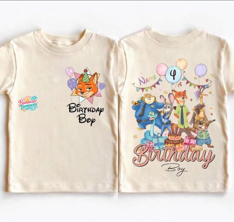 Personalized Name Age Zootopia Birthday Boy Shirt, Disneyland Judy Hopps Nick Wilde Gary De'Snake Birthday Squad Gift, Disneyland Family Tee image 5