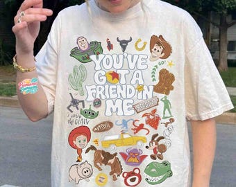 Camiseta retro Comfort Colors Toy Story 5 "Tienes un amigo en mí", camiseta de Toy Story de Disney World, camiseta a juego para el viaje familiar de Toy Story a Disney 2026