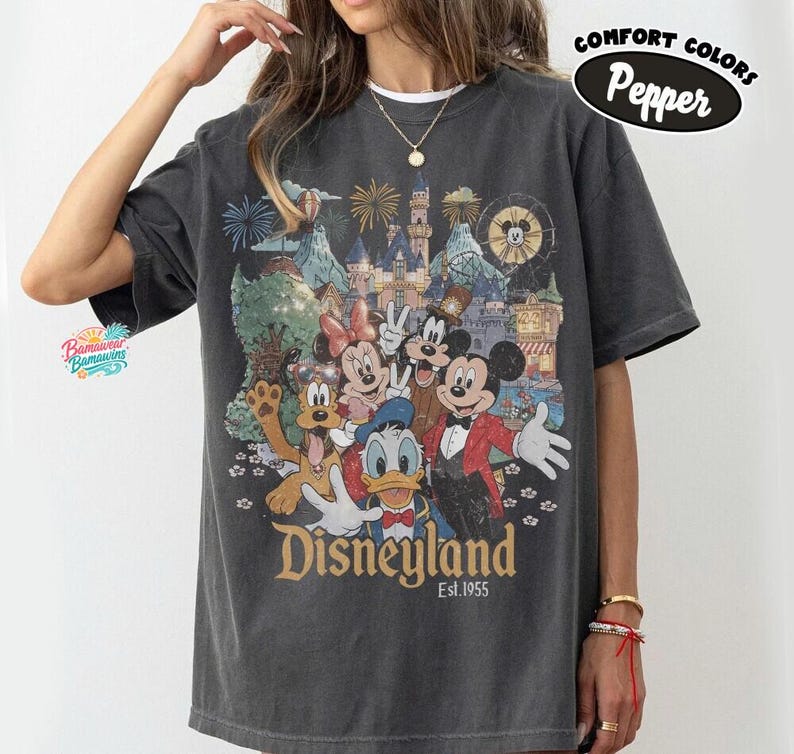 Comfort Color Vintage Disneyland California Shirt, Mickey and Friends Tee, Disney Trip Family Shirt, Disneyland Family Vacation Shirt image 1
