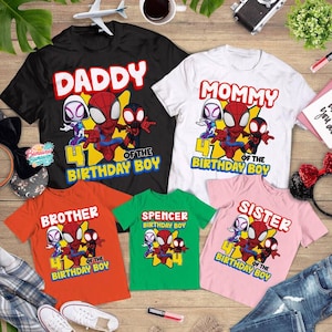 Personalized Spidey Birthday Boy Shirt, Family Matching Spidey Birthday Tee, Spidey & His Amazing Friends Birthday Shirt, Family Birthday Bild 1