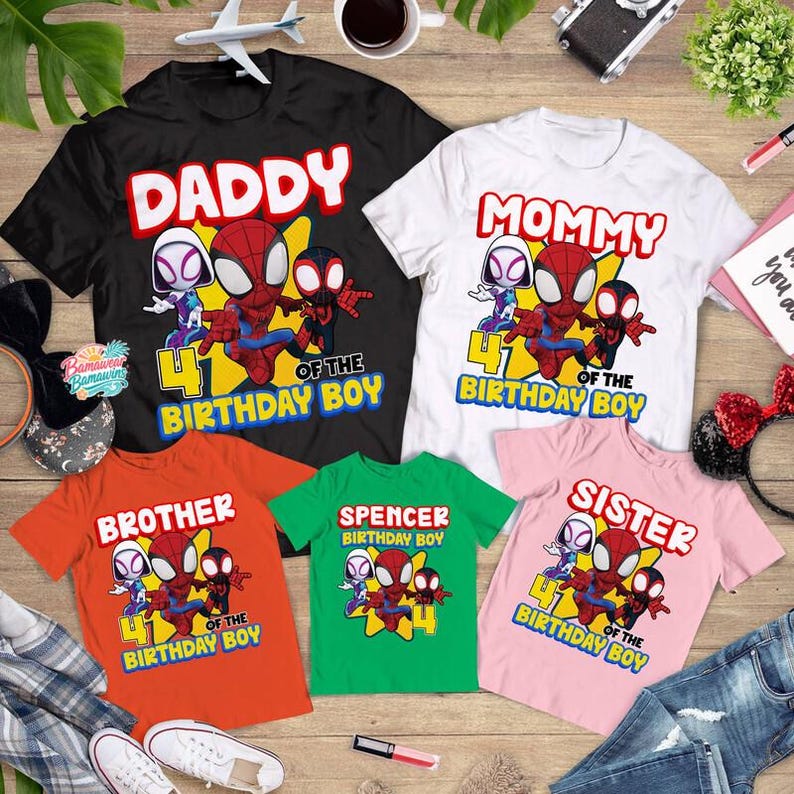 Personalized Spidey Birthday Boy Shirt, Family Matching Spidey Birthday Tee, Spidey & His Amazing Friends Birthday Shirt, Family Birthday Bild 1