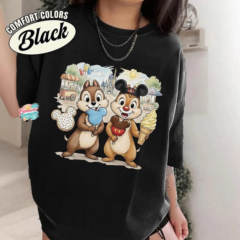 Chip and Dale Disneyland Shirt, Mickey Snacks Theme Park Tee, Comfort Colors Disneyland Trip Top, Walt Disneyland World Apparel image 4