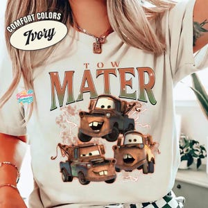 Vintage Bootleg Tow Mater Shirt, Radiator Springs Disneyland Cars Comfort Colors Tee, Disneyland Family Trip 2026 Tees image 4