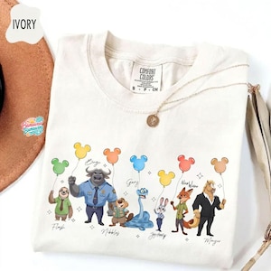 Camiseta de Disneyland Zootopia 2, Camiseta de Judy Hopps, Nick, Gary y Nibbles Bogo, Camiseta de globos de Mickey de Zootopia, Camisetas familiares a juego de Disneyland imagen 1